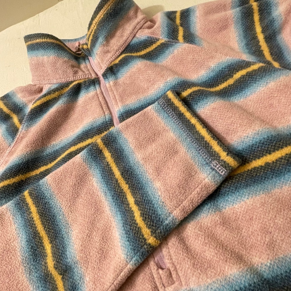 Eddie Bauer Womens TXL Fleece Pullover Striped Quarter Zip Outdoors Warm